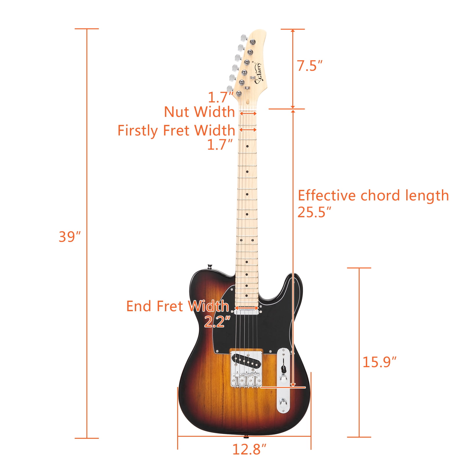 Private Jungle Cutaway Guitar, Fingerboard Electric Guitar with 20W Amplifier Bag Strap Plectrum Connecting Wire Spanner Tool,Sunset Color