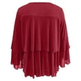 thumbnail image 5 of Women's 3/4 Sleeve Tops Sparkly Dressy Casual Ruffle Double Layers Crewneck Shirts Lightweight Fall Trendy Loose Fit Blouses, 5 of 5