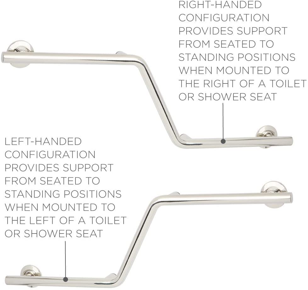 Seachrome 38" Lifestyle & Wellness® Angled Assist Zuma Wall Mount Bathroom Shower Grab Bar, 1 ¼" Diameter, Left Handed, Satin Finish - image 4 of 8