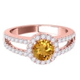 thumbnail image 2 of Mauli Jewels Engagement Rings for Women 1.65 Carat Diamond and Round Shaped Citrine Ring 4-prong 10K Rose Gold, 2 of 6