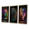 thumbnail image 3 of Designart "Luminous Dimensions - A Multidimensional Journey I" Modern Geometric Framed Wall Art Set Of 3 - Black Abstract Geometric Frame Gallery Wall Set For Home Decor, 3 of 6