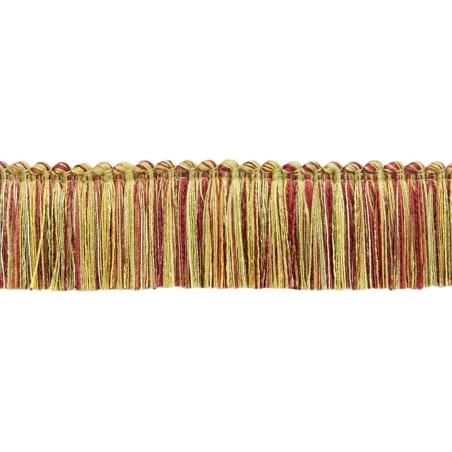 Brosse Fine à Franges Collection Duke 1 3/4 Pouces (4cm), Automne Beige Multicolore N47 (Or Beige, Or Foncé, Rouge Foncé) 5 Yards (15 Pieds/4.5m)