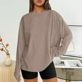 thumbnail image 4 of Fall Shirts for Women 2025 Solid Color Loose Fit Crewneck Casual Lightweight Blouse Tops Long Sleeve Shirts for Women, 4 of 6