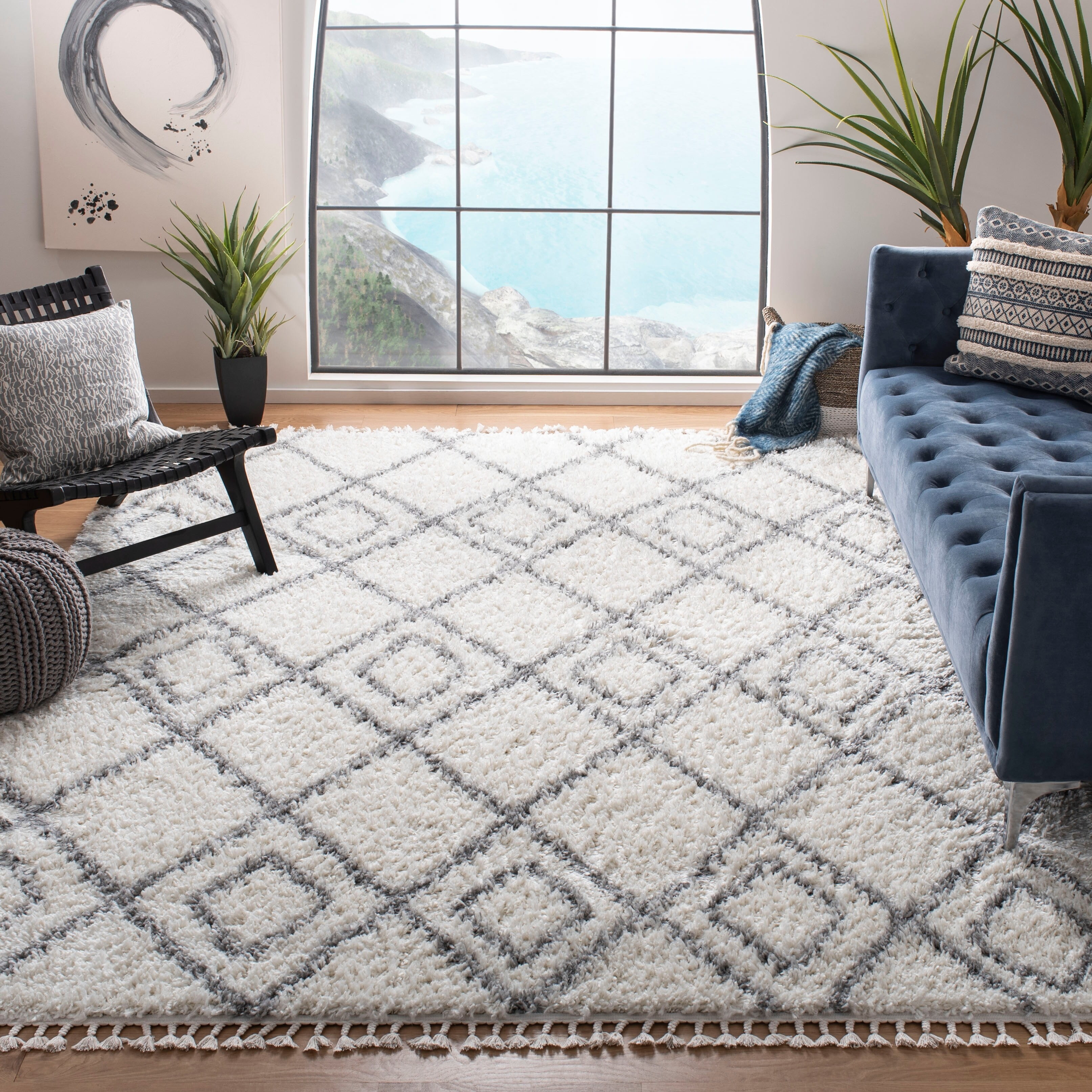Safavieh Moroccan Tassel Shag MultiDiamond Indoor Area Rug Walmart