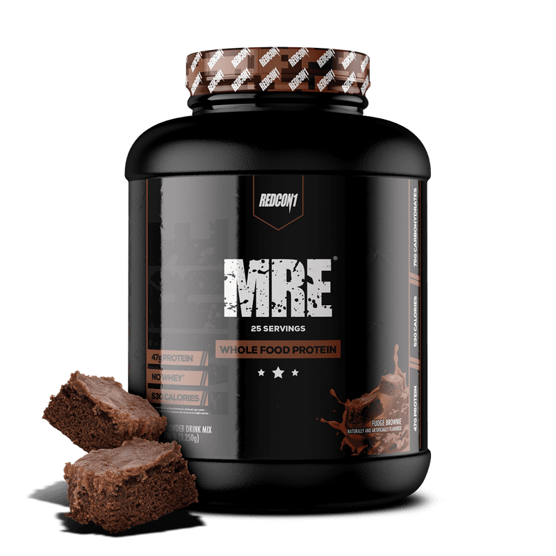REDCON1 MRE Protein Powder, Fudge Brownie - Meal Replacement Protein Blend Made with MCT Oil & Whole Foods - Protein with Natural Ingredients to Aid in Muscle Recovery (25 Servings)