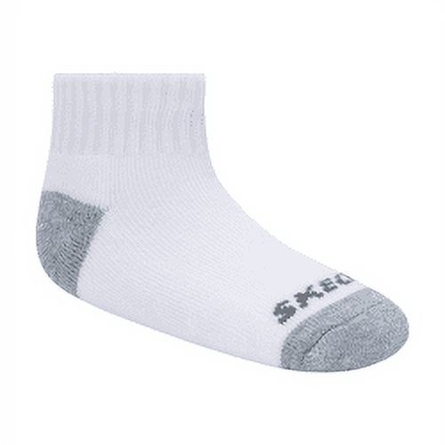 Skechers Kids Boys' 10 Pack 1/2 Terry Qtr Crew Socks, White/Blue, 5-6.5