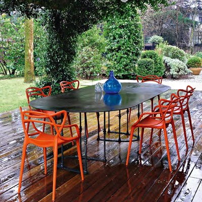 2xhome Set of 2 Modern Contemporary Designer Dining Chairs Molded Plastic Indoor Outdoor Patio Elbow Chairs, Red