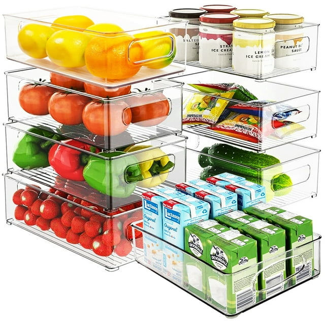 Juego de 8 contenedores Brandtrendy Para refrigerador libres de BPA, cajas organizadoras transparentes