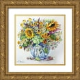 thumbnail image 1 of Vavilina, Elena 26x26 Gold Ornate Wood Framed with Double Matting Museum Art Print Titled - Sunflowers in Glass Vase, 1 of 4