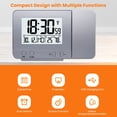 thumbnail image 3 of Reloj despertador plateado con carga USB y proyección de temperatura y hora, pantalla LCD, 3 of 6