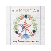 Stupell America My Sweet Home Daisy Wreath Holiday Painting Gallery Wrapped Canvas Print Wall Art