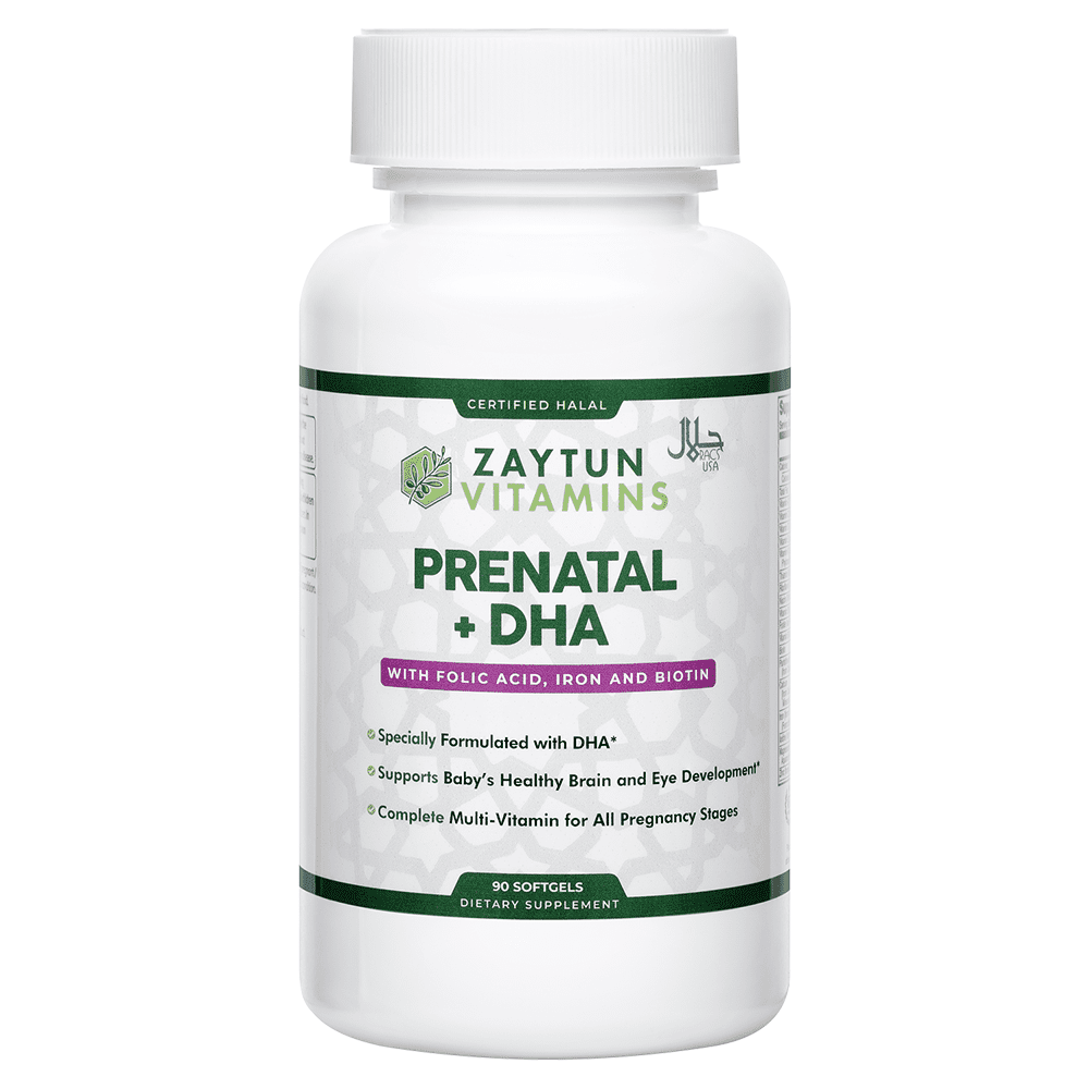 Zaytun Vitamins Halal Prenatal DHA with Folic Acid, Biotin, Choline