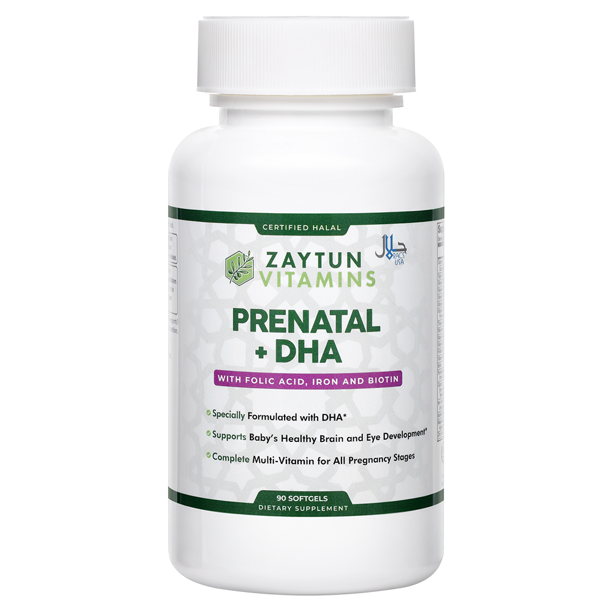 Zaytun Vitamins Halal Prenatal DHA with Folic Acid, Biotin, Choline