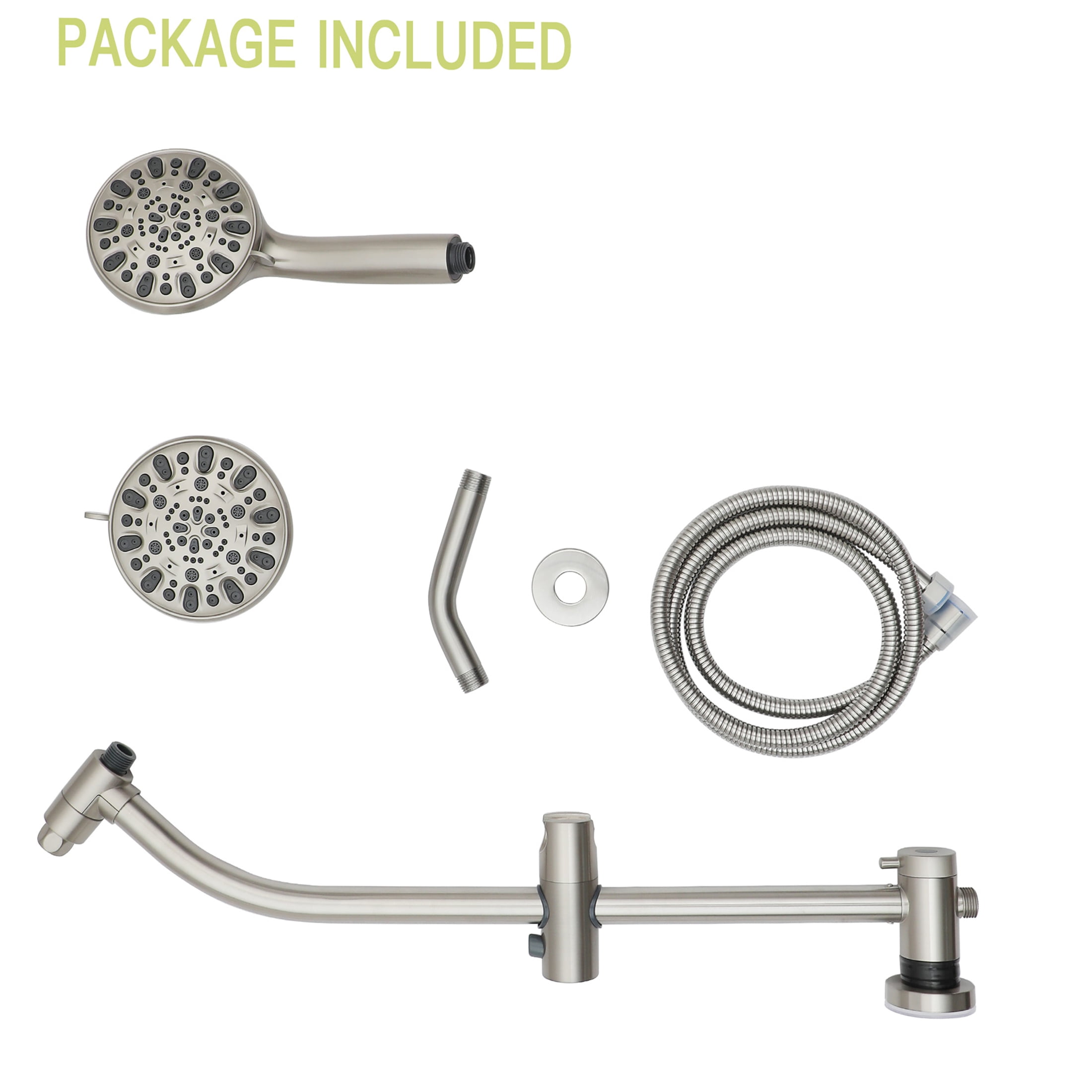 JERFIT Dual Shower Head System with 7-Spray Handheld Shower, Adjustable Slide Bar, 4.7" Rain Showerhead, Brushed Nickel Finish