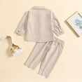 thumbnail image 6 of Toddler Boy Linen Set, Button Down Shirt & Pants Two-Piece, Long Sleeve Casual Matching Outfit For Boys Beige 5-6 Years, 6 of 8