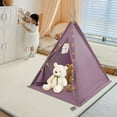thumbnail image 5 of Wildnix 4-Person Waterproof Teepee Tent for Kids, Purple Cotton and Linen Play Tent with Star Light, Comfortable Mat, and&nbsp; Wood Poles for Bedroom or Playroom, 5 of 6
