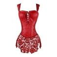 thumbnail image 6 of MISS MOLY Sexy Lingerie Corset Top for Women Breathable Steampunk Waist Trainer Zip Dress Plus Size Red M, 6 of 6