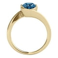 thumbnail image 3 of 1 Carats Blue Round Diamond Engagement Ring 18K Solid Yellow Gold, 3 of 3