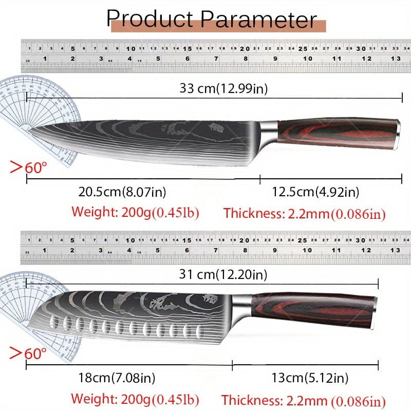 8PCS Professional Kitchen Chef Knife Set featuring Stainless Steel Handmade Forged Utility Knife with Boning Vegetable Fish and Butcher Knives for Cooking and Food Preparation in Kitchen