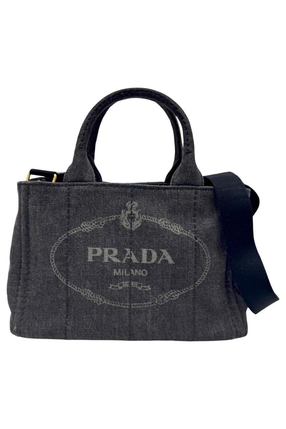 Pre-Owned PRADA Canapa B2439G Black Handbag with Gold Hardware, Shoulder Bag for Women