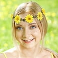 thumbnail image 4 of 14 Pack Handmade Hawaiian Beach Bohemian Boho Adjustable Sunflower Flower Crowns Headbands Wreath Tiara Garland Wedding Party Headpieces for Women Girls Brides Bridesmaids Teens, 4 of 4