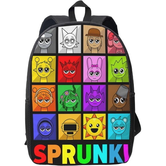 Sprunki Game Backpack Large Capacity Laptop Backpack Travel Backpacks For Unisex 17in Style 1