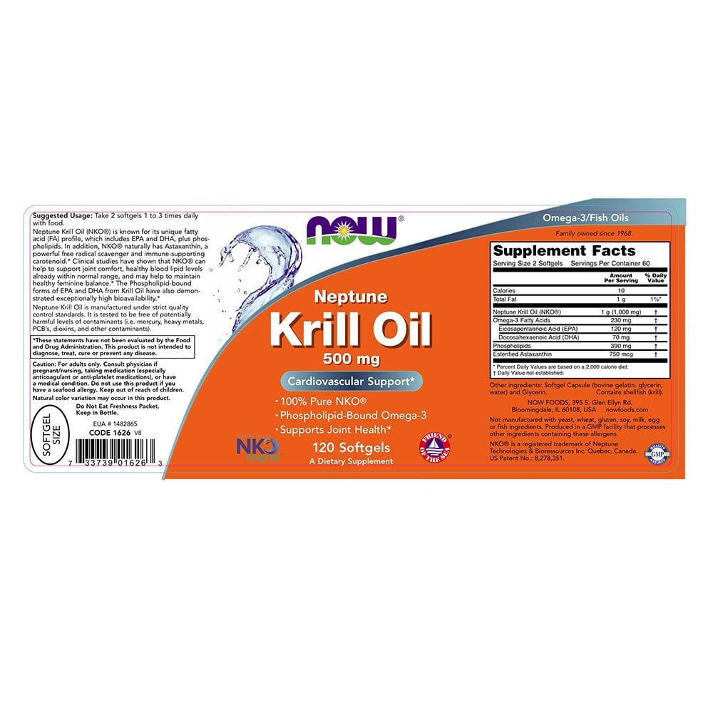 Now Foods - Neptune Krill Oil (500mg) 120 Softgels ( Pack of 2) - Cardiovascular Support*