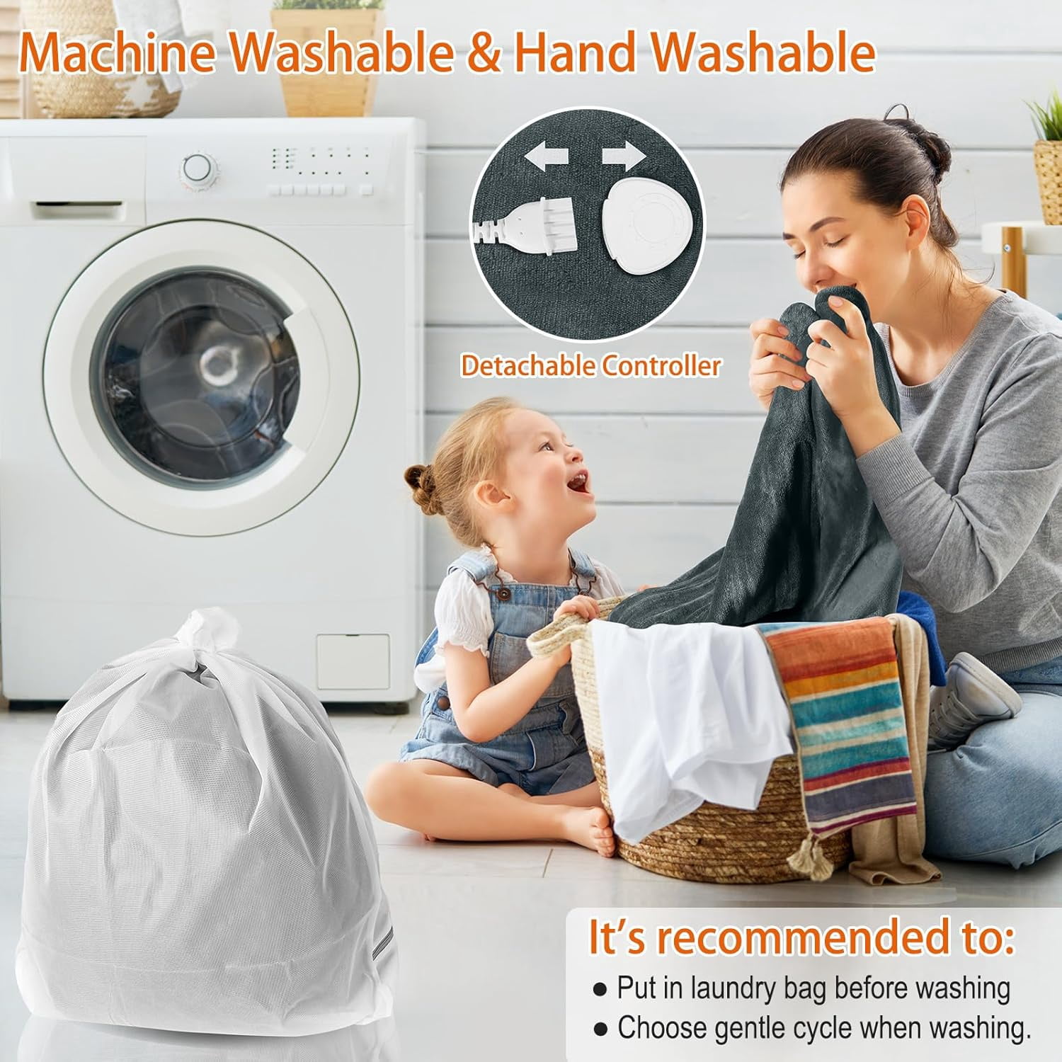 HadinEEon Heated Blanket, 50" x 60" Electric Throw with 4 Heating Levels, Machine Washable Flannel & Sherpa, Dark Gray