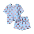 thumbnail image 5 of Amidoa Girls Summer 2 Piece Outfits Cute Floral Short Sleeve and Elastic Waist Shorts Kids Clothing Set Blue Size 4T Blue Size 4T, 5 of 6