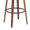 thumbnail image 5 of Willow 30" Swivel Walnut Wood Bar Stool in Black Faux Leather with Golden Bronze Metal, 5 of 10