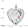 thumbnail image 6 of Auriga 925 Sterling Silver Rhod-Plated 24mm Enameled Floral Mom Heart Locket (L-30.25mm, W-24mm) for Women, 6 of 7