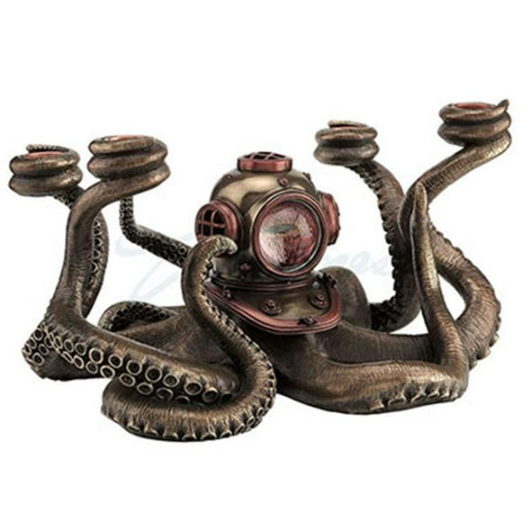 Veronese Design WU76578A4 Bougie Steampunk Incroyablement Cool Octopus 4 Candélabre
