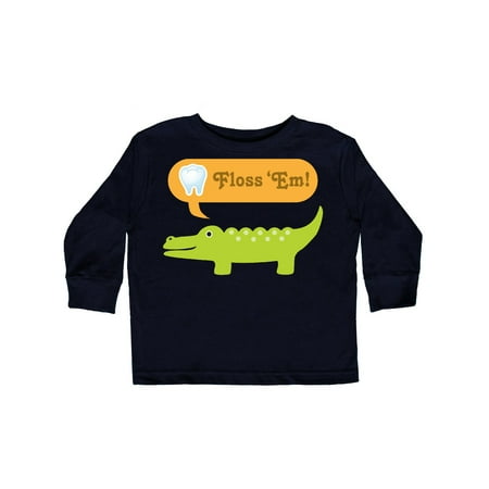 

Inktastic Funny Alligator Floss Em Tooth Gift Toddler Boy or Toddler Girl Long Sleeve T-Shirt