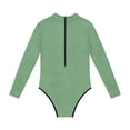 thumbnail image 3 of Swimsuit for Girls, Long Sleeve One Piece Rashguard, Solid Color Beach Vacation Swimsuit for Kids 2-13 Years, 3 of 7