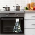 thumbnail image 4 of Yayeee Kitchen Hanging Hand Towels Set of 2 with Loop Bathroom Absorbent Tie Towel, Dark Floral, 4 of 7