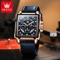 thumbnail image 4 of OLEVS Square Mens Wrist Watches with Leather Band Chronograph Fashion Casual Retro Large Face Waterproof Analog Quartz Watches for Men, 4 of 9
