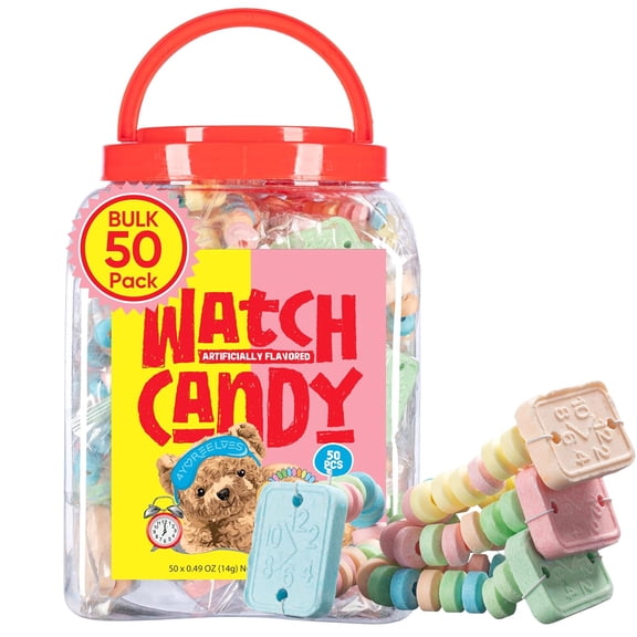 50 Count Candy Bracelet Watches, Edible Jewelry Candy, 0.42 oz Each by 4YoreElves