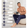 thumbnail image 4 of ANLIQI 100% Cotton Mens Pajama Pants Lightweight Sleep Lounge Bottoms Elastic Waistband Button Fly With Pockets (Navy Blue,M new), 4 of 6