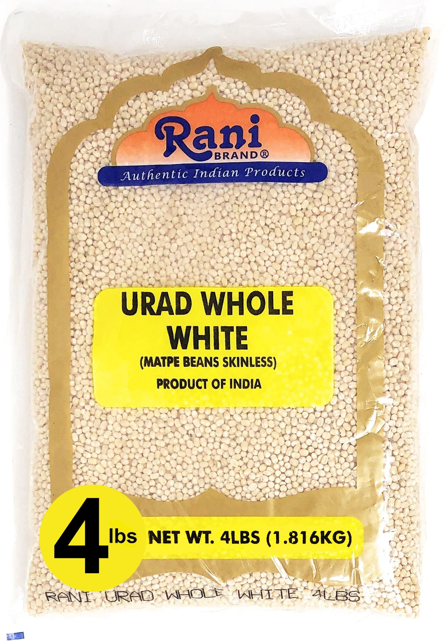 Rani Urid / Urad Whole Gota White (Matpe Beans Skinless) Indian Lentils 4lbs (64oz) ~ All Natural | Indian Origin | Gluten Friendly | NON-GMO | Vegan