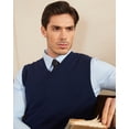 thumbnail image 4 of Kallspin Men's Sweater Vest Cotton V Neck Relaxed Fit Knit Sleeveless Pullover Sweater(Navy Blue,4X-Large), 4 of 9