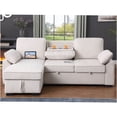 thumbnail image 5 of JERFIT 91" Beige Chenille Reversible Sleeper Sofa with Storage Chaise, Drop-Down Table, Cup Holders & Charging Ports, 5 of 10
