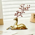 thumbnail image 5 of Gold Reindeer Figurine, Christmas Tabletop Decor Resin Deer Ornament for Mantel Shelf Decoration(Red), 5 of 6