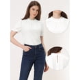 thumbnail image 2 of Camisa con cuello de volantes para mujer Blusa de terciopelo de manga corta blanco M, 2 of 5