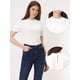 thumbnail image 2 of Camisa con cuello de volantes para mujer Blusa de terciopelo de manga corta blanco M, 2 of 5