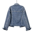 thumbnail image 5 of Yangnuo Womens Fashion Lapel Cargo Denim Jackets 2025 Women's Long-sleeved Collared Button-down Denim Jacket, 5 of 5