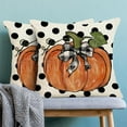 thumbnail image 2 of Fall Decor Pillow Covers 16x16 Set of 2, Polka Dot Orange Pumpkin Pattern Decorative Throw Pillows Linen Autumn Thanksgiving Cushion Pillow Covers for Sofa Couch Outdoor Decor, 2 of 6
