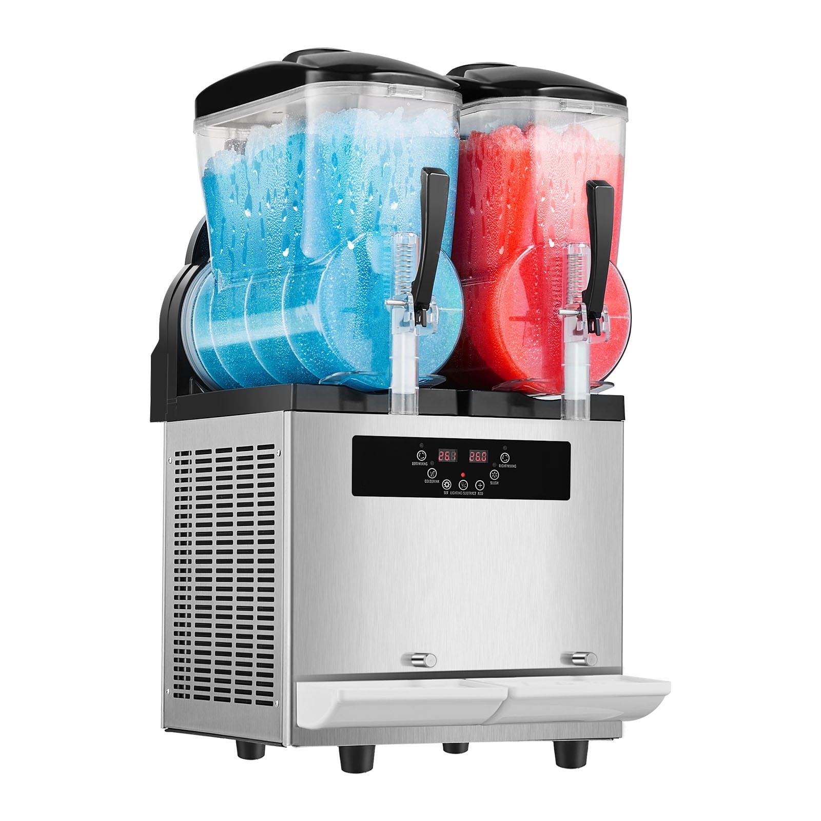 KFFKFF Commercial Slushy Machine, 12L*2 Tank Slushie Machine, 96CUPS Frozen Drink Machine with Temperature Preservation, Slushy Maker Machine