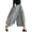 Black Gingham, variant on Women's Brown Cotton Linen Gingham Wide Leg Capri Pants Elastic Waist with Pockets