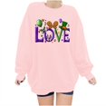 thumbnail image 2 of BLTIBY Mardi Gras Sweatshirts for Women Carnival Print Crew Neck Long Sleeve Loose Soft Comfy Fashion Pullover Tops 2025 Pink M, 2 of 4