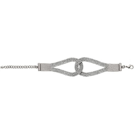 X & O Handset Austrian Crystal Rhodium-Plated Horseshoe Bracelet